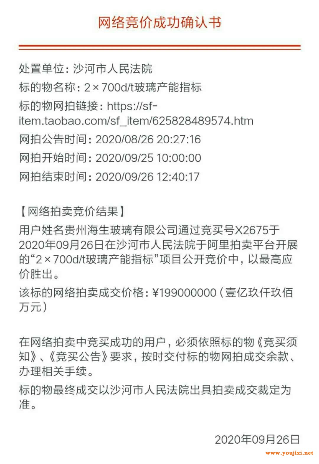 1.99亿元！玻璃产能指标拍卖总价再创新高