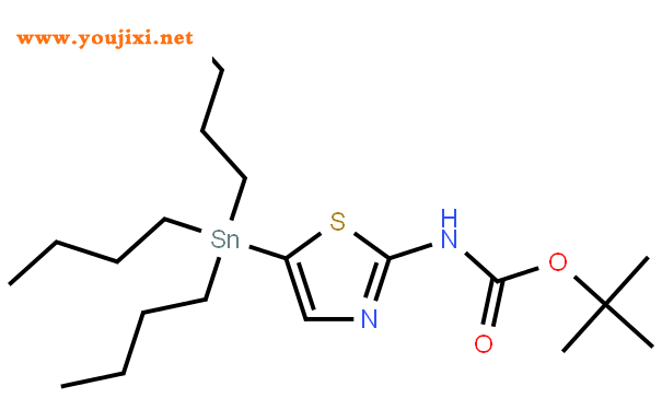 2-叔丁氧酰基氨基-5-三丁基锡噻唑结构式图片|243972-26-1结构式图片