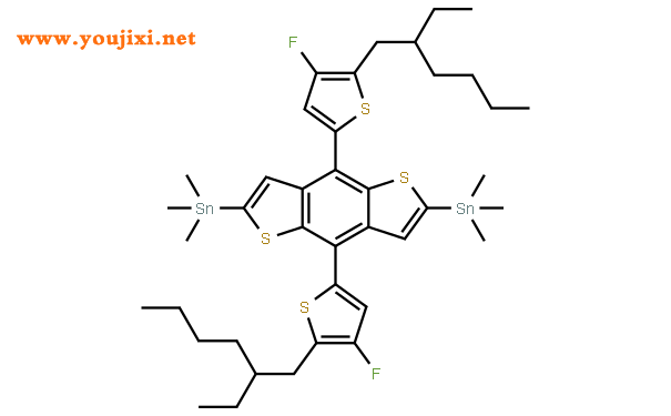 (4,8-双(5-(2-乙基己基)-4-氟噻吩基)苯并[1,2-B;4,5-B<em></em>']二噻吩基)双(三甲基锡基)结构式图片|1514905-25-9结构式图片