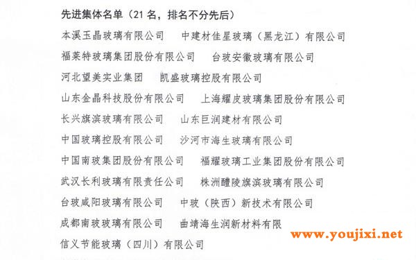 平板玻璃行业自律先进集体、先进个人公示名单！