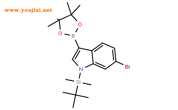 6-溴-1-(叔丁基二甲基锡)吲哚-3-硼酸频那醇酯结构式图片|1256358-99-2结构式图片